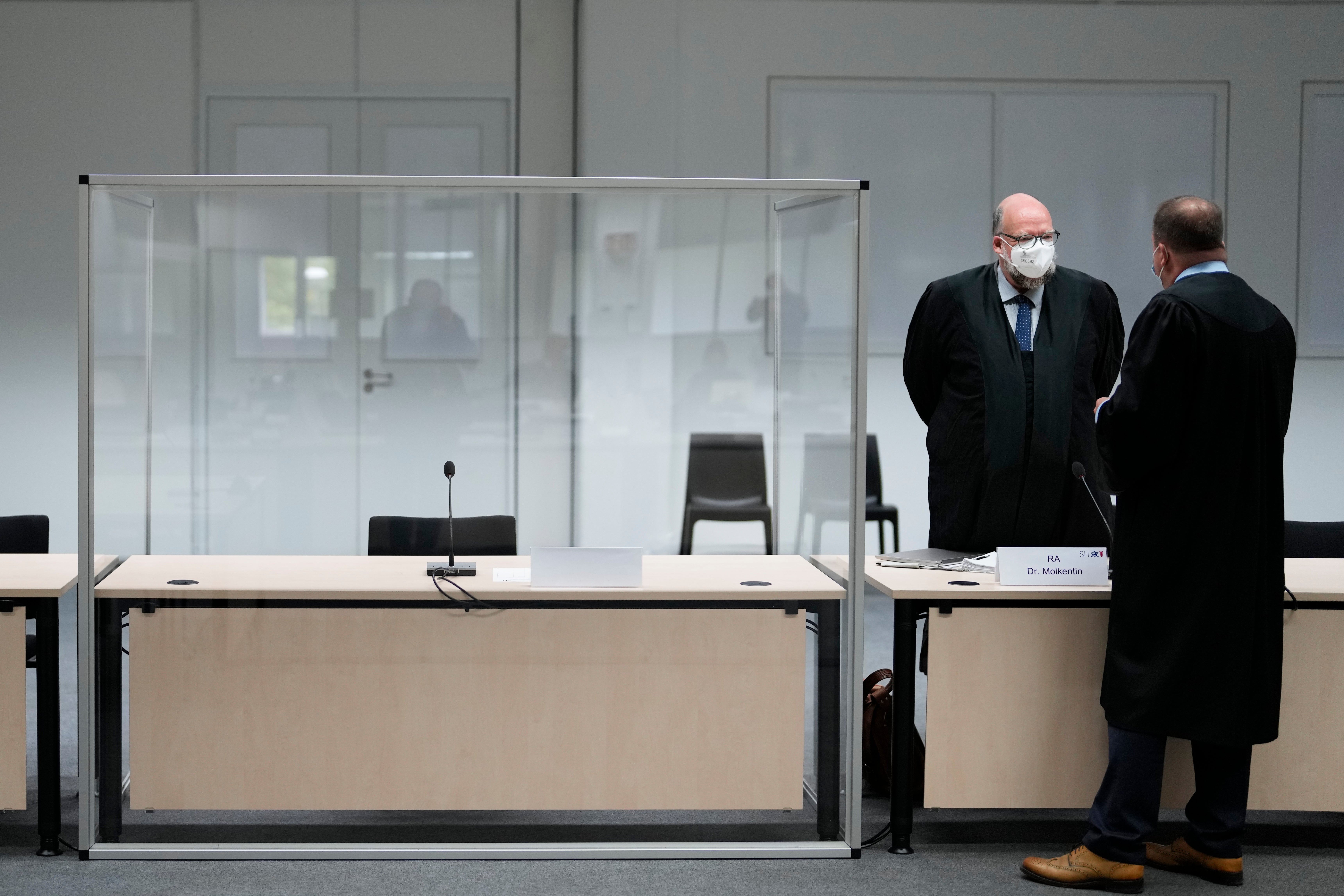 An empty seat at the courtroom in Itzehoe on Thursday morning