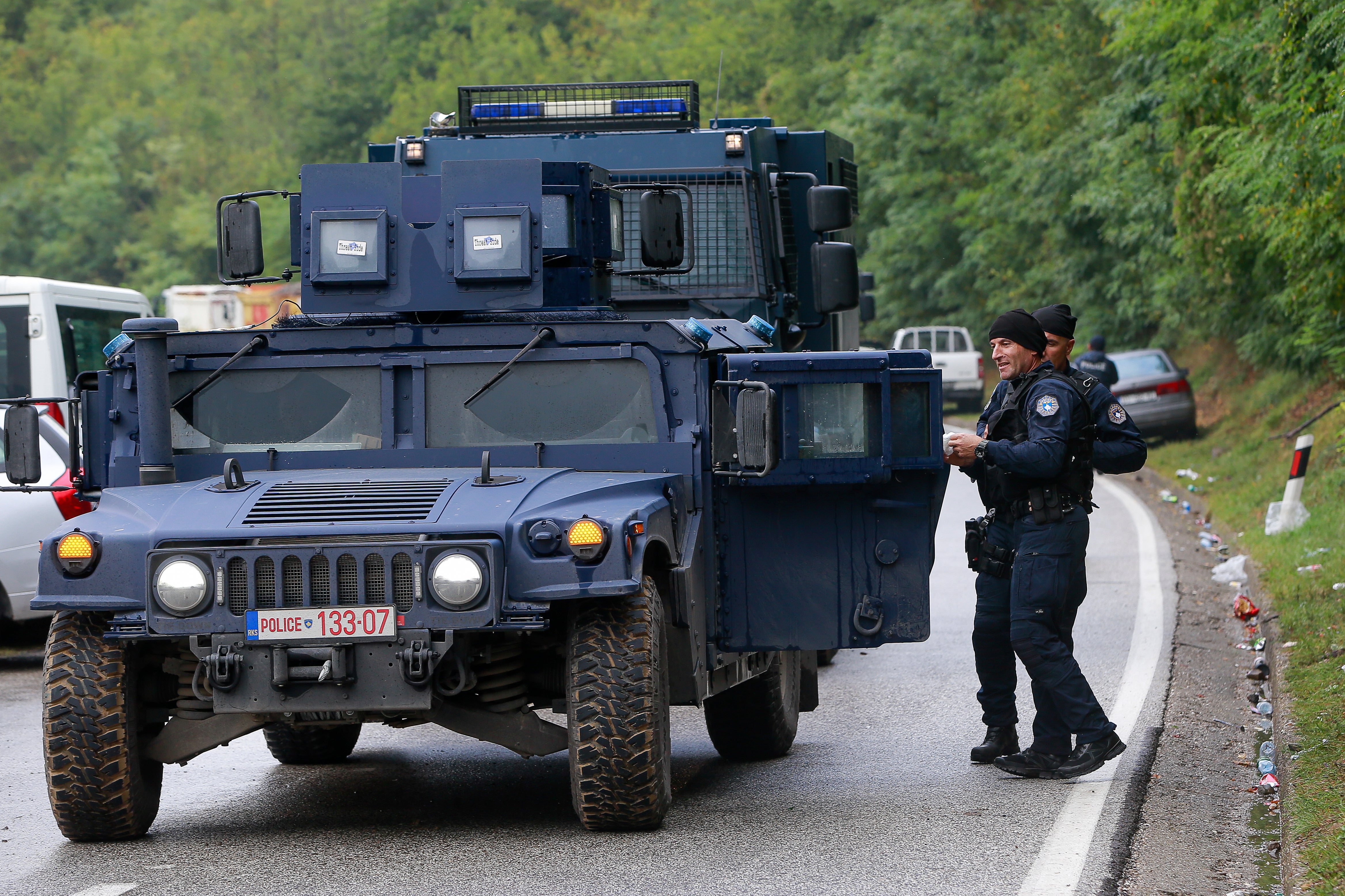 Kosovo police say they have closed two border crossings in the volatile north after local Serbs blocked roads