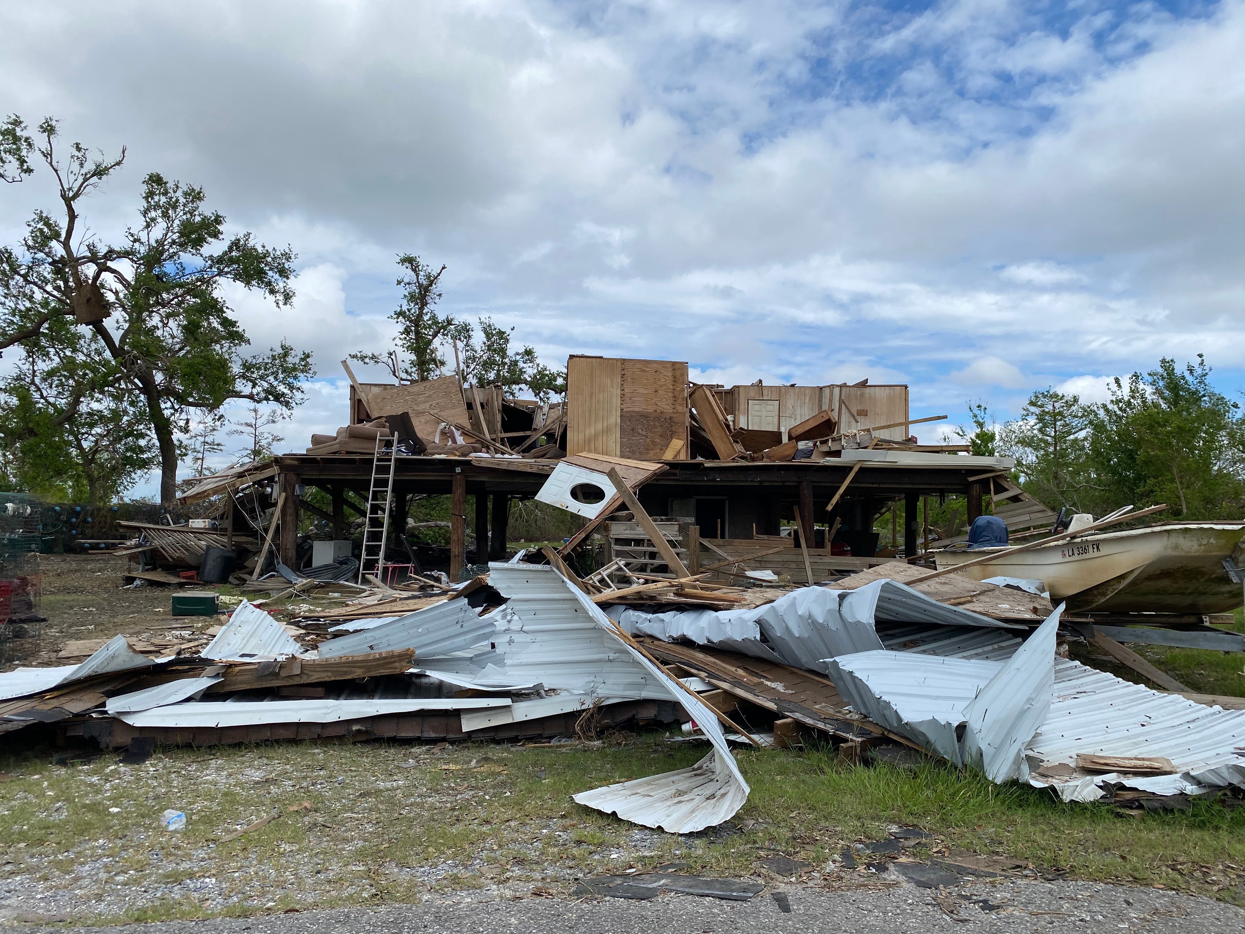 A home in Pointe-Aux-Chenes, Louisiana is among dozens destroyed by Hurricane Ida.