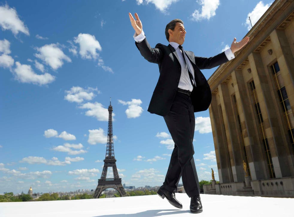 <p>Still free: the former French president Nicolas Sarkozy campaigning during the 2012 presidential election</p>