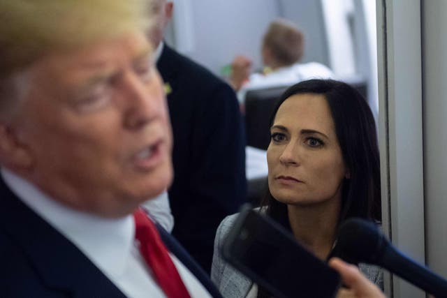 <p>Donald Trump and Stephanie Grisham during their time in the White House </p>