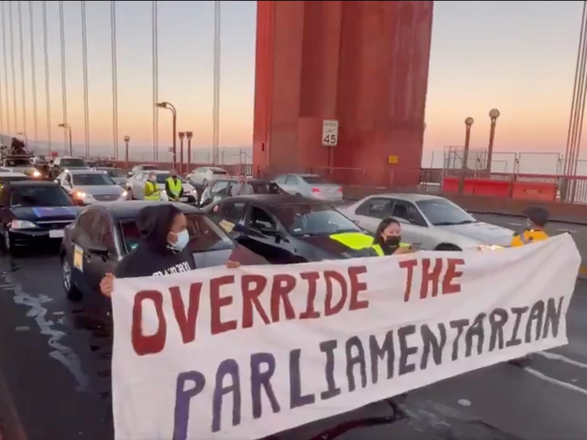 <p>Protesters blocked the Golden Gate Bridge during morning rush hour</p>