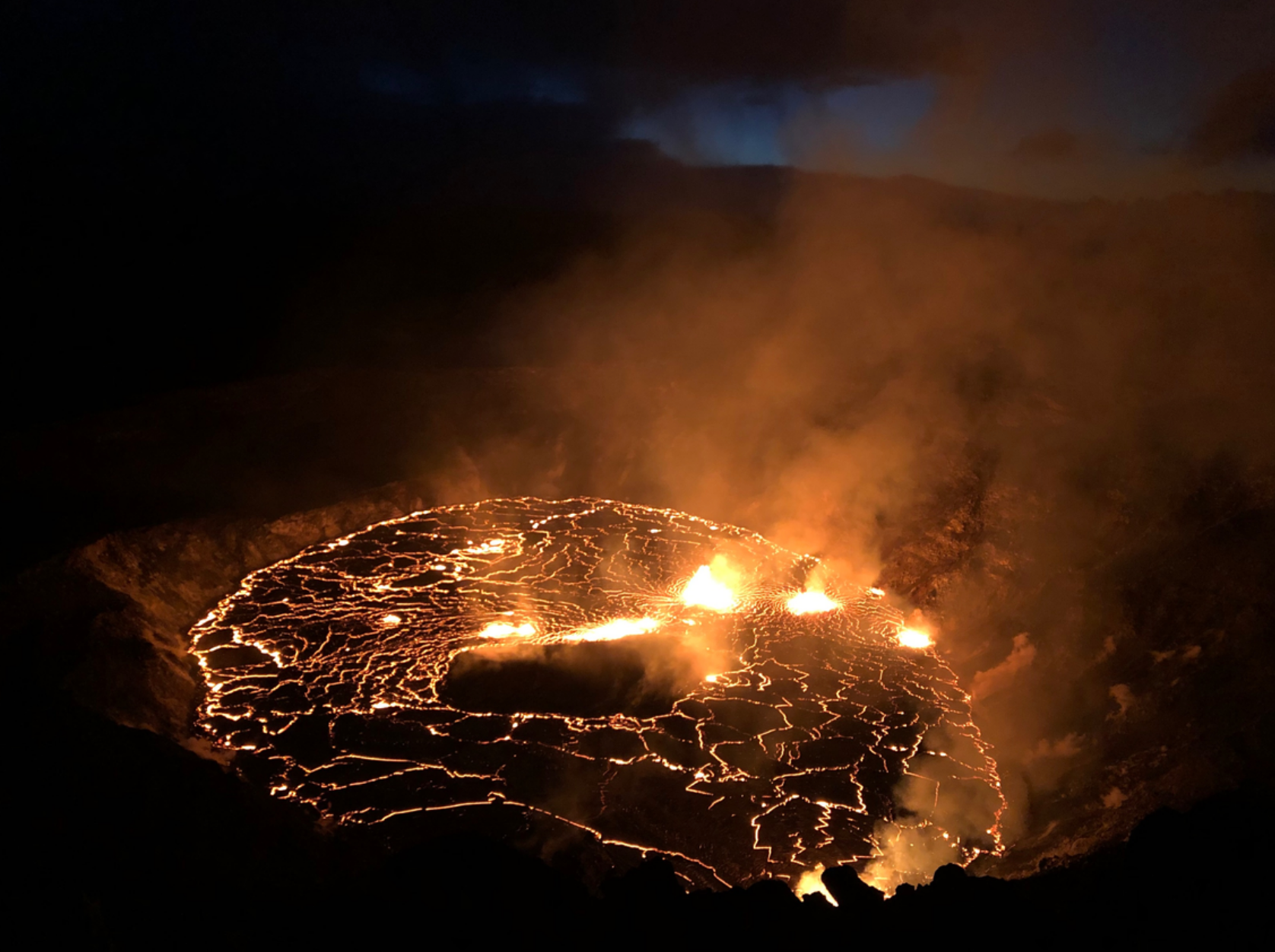 <p>The eruption within Halema'uma'u, at Kīlauea summit within Hawai'i Volcanoes National Park</p>