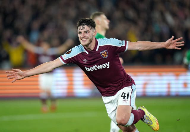 David Moyes reserved praise for Declan Rice, pictured (Mike Egerton/PA)