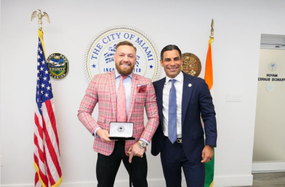 Conor McGregor was awarded the key to the city by Miami mayor Francis Suarez