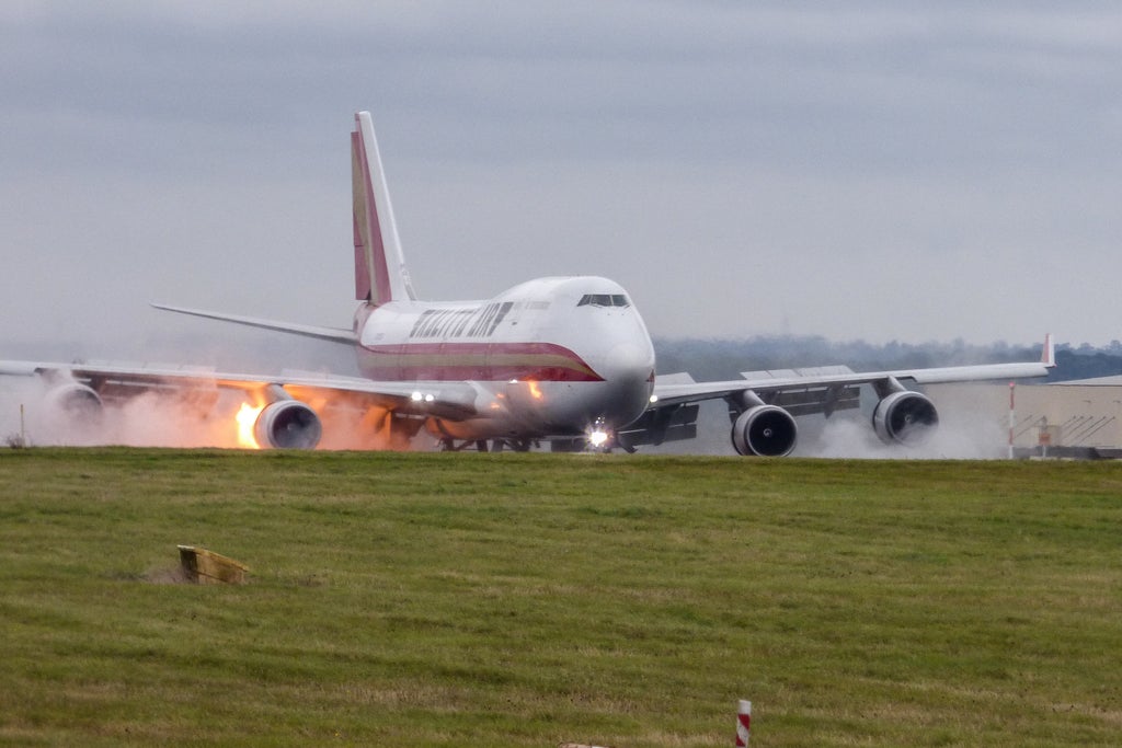 Plane catches fire while landing at East Midlands airport