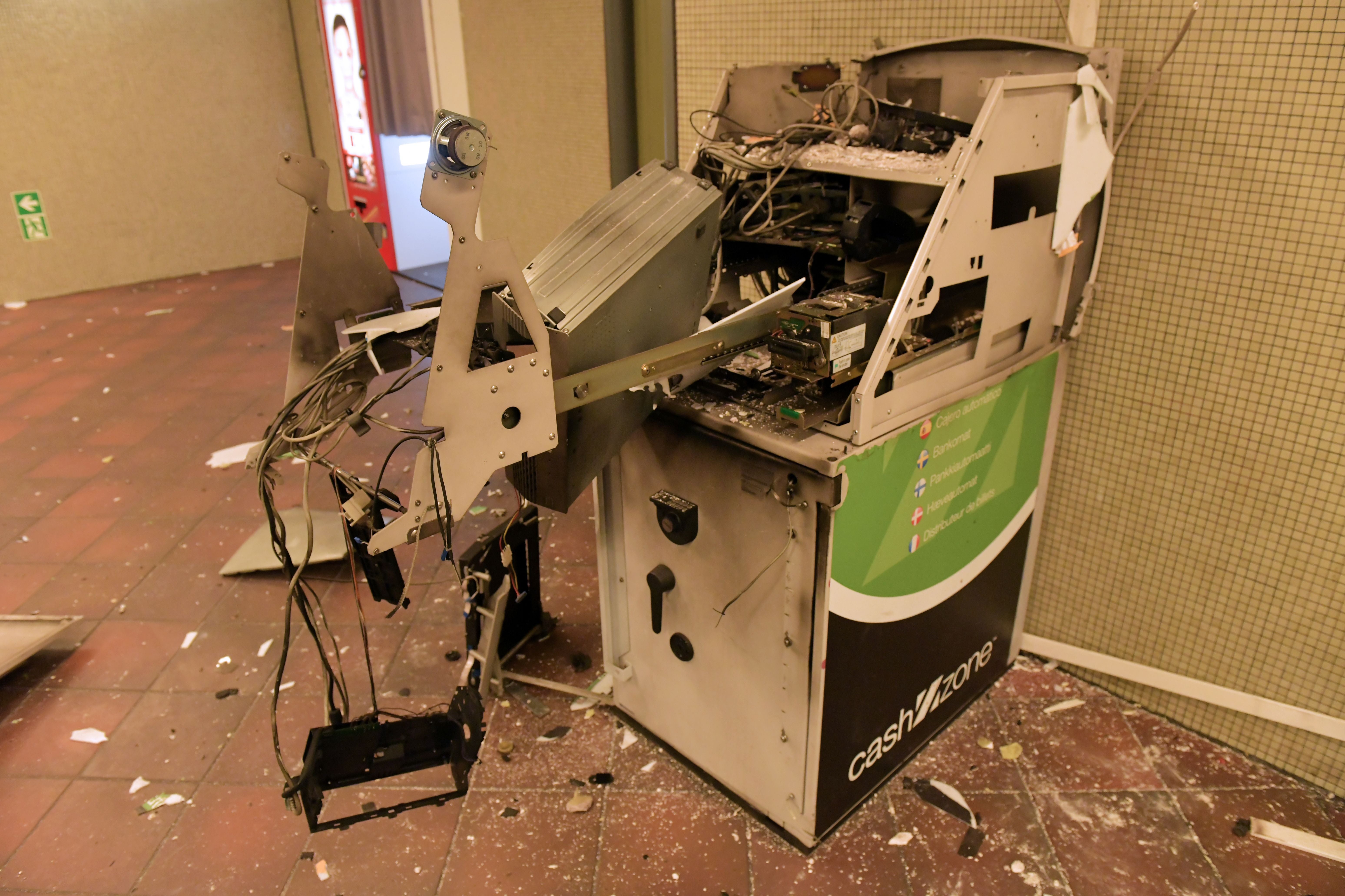 File: Picture taken on 2 May 2019 shows a blown-up ATM in an underground station in Berlin, Germany. A joint investigation between Dutch and German officials has led to the arrest of nine suspects of a criminal gang that used to blow up ATM machines in Germany