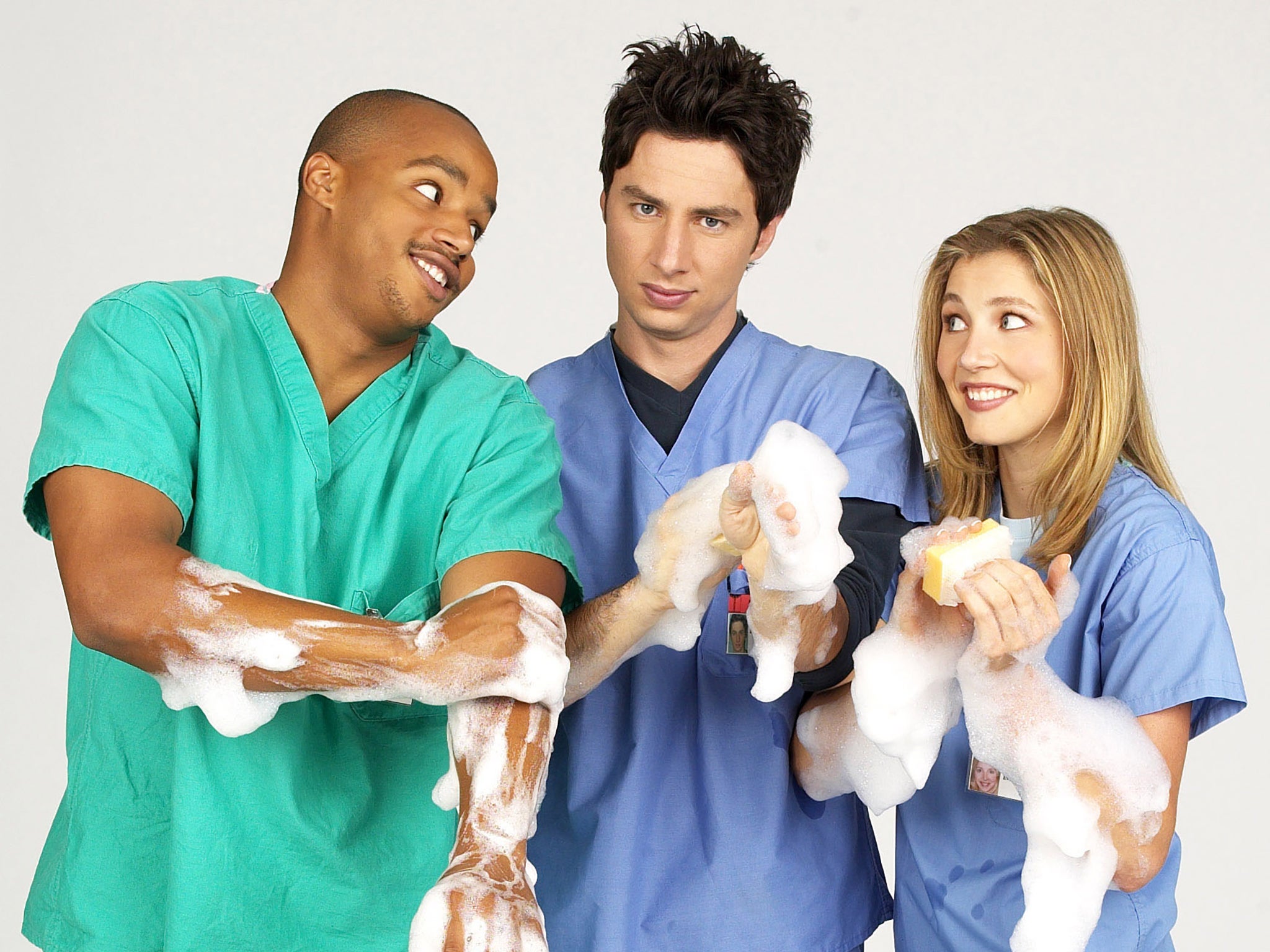 ‘I was doing some of the craziest s*** I’ve ever done in my career’: Donald Faison, Zach Braff and Sarah Chalke in ‘Scrubs’