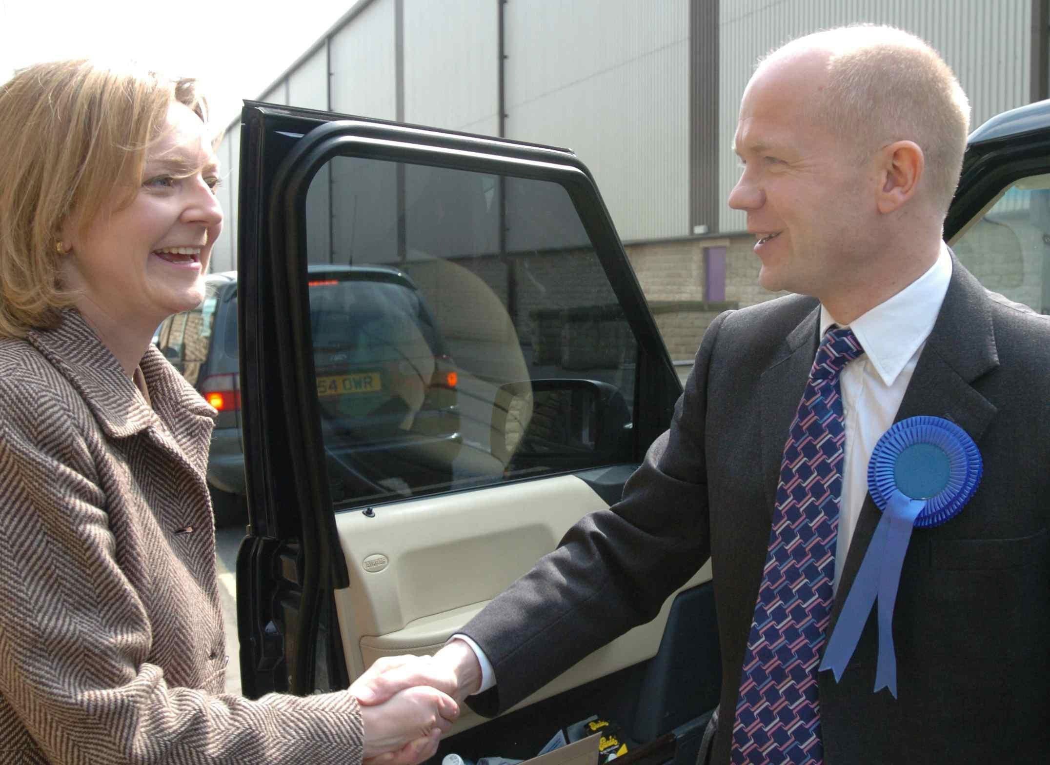 With former Conservative leader William Hague, campaigning for Calder Valley in 2005. She was unsuccessful but was elected in 2010