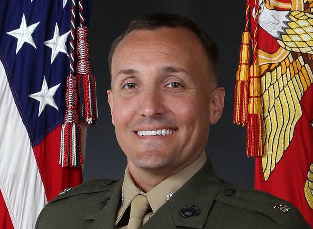 <p>Stuart Scheller in his official US Marine Corps portrait</p>