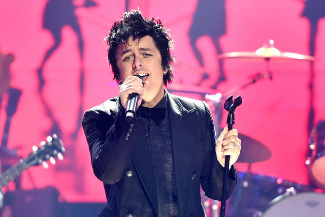 <p>Billie Joe Armstrong of Green Day performs in Los Angeles, California on 23 November 2019</p>