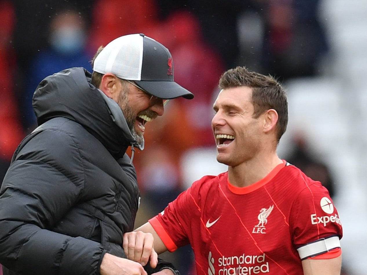 Liverpool manager Jurgen Klopp appreciates James Milner’s job as a stand-in right-back more than the player does (Paul Ellis/PA)