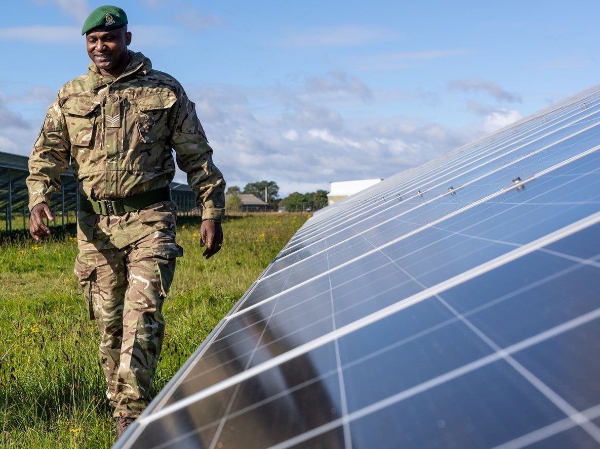 New solar panels at the army’s Defence School of Transport site in Leconfield, East Yorkshire