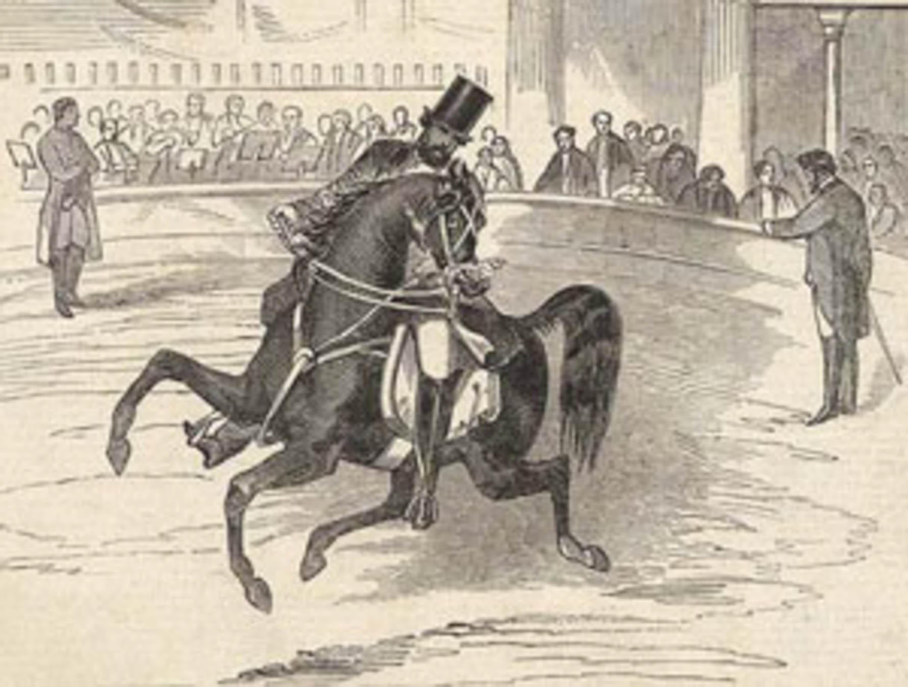 Pablo Fanque performing at Astley’s Amphitheatre, 1847