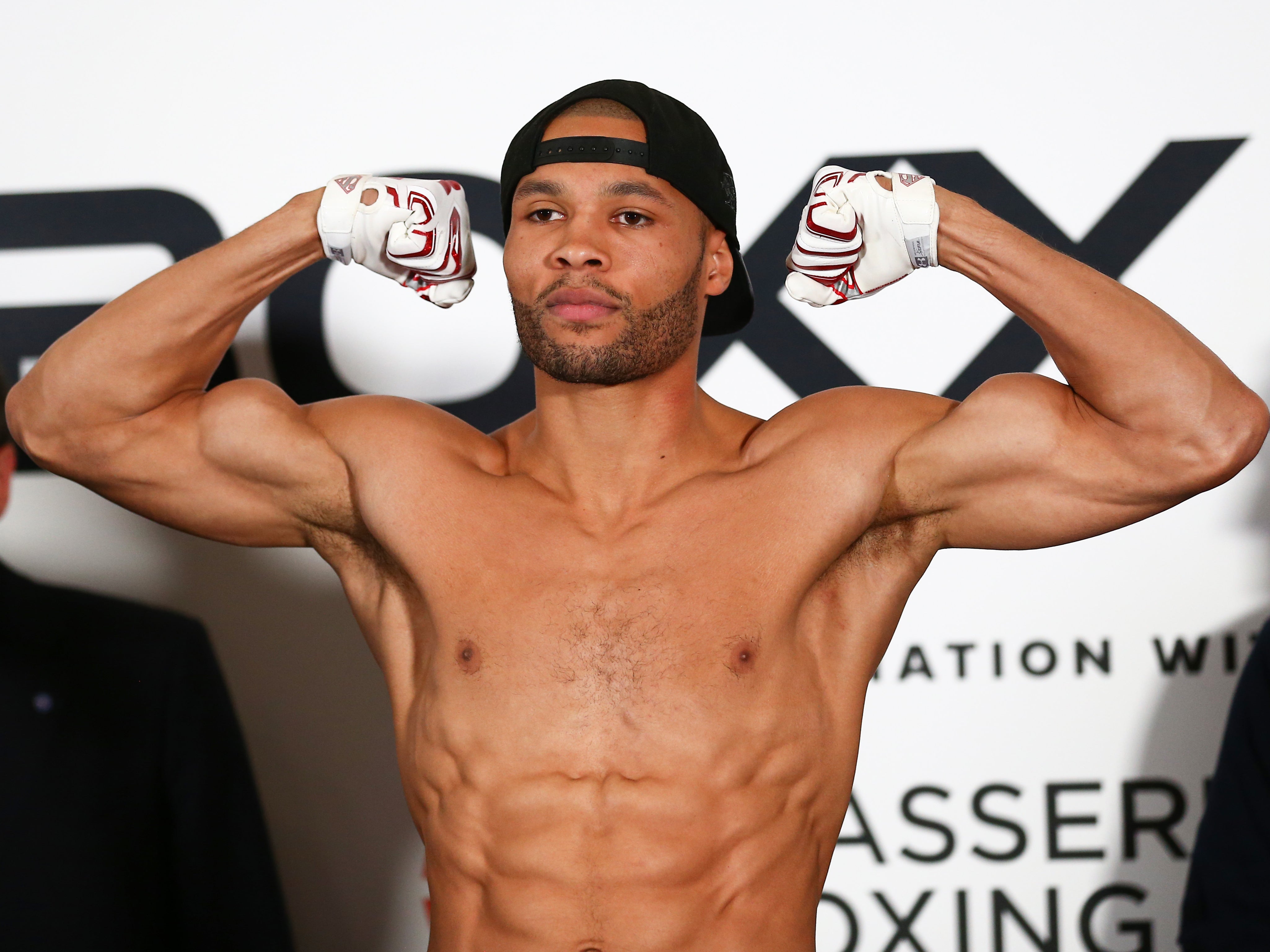 Chris Eubank Jr at the weighs-in before his now cancelled fight against Anatoli Muratov