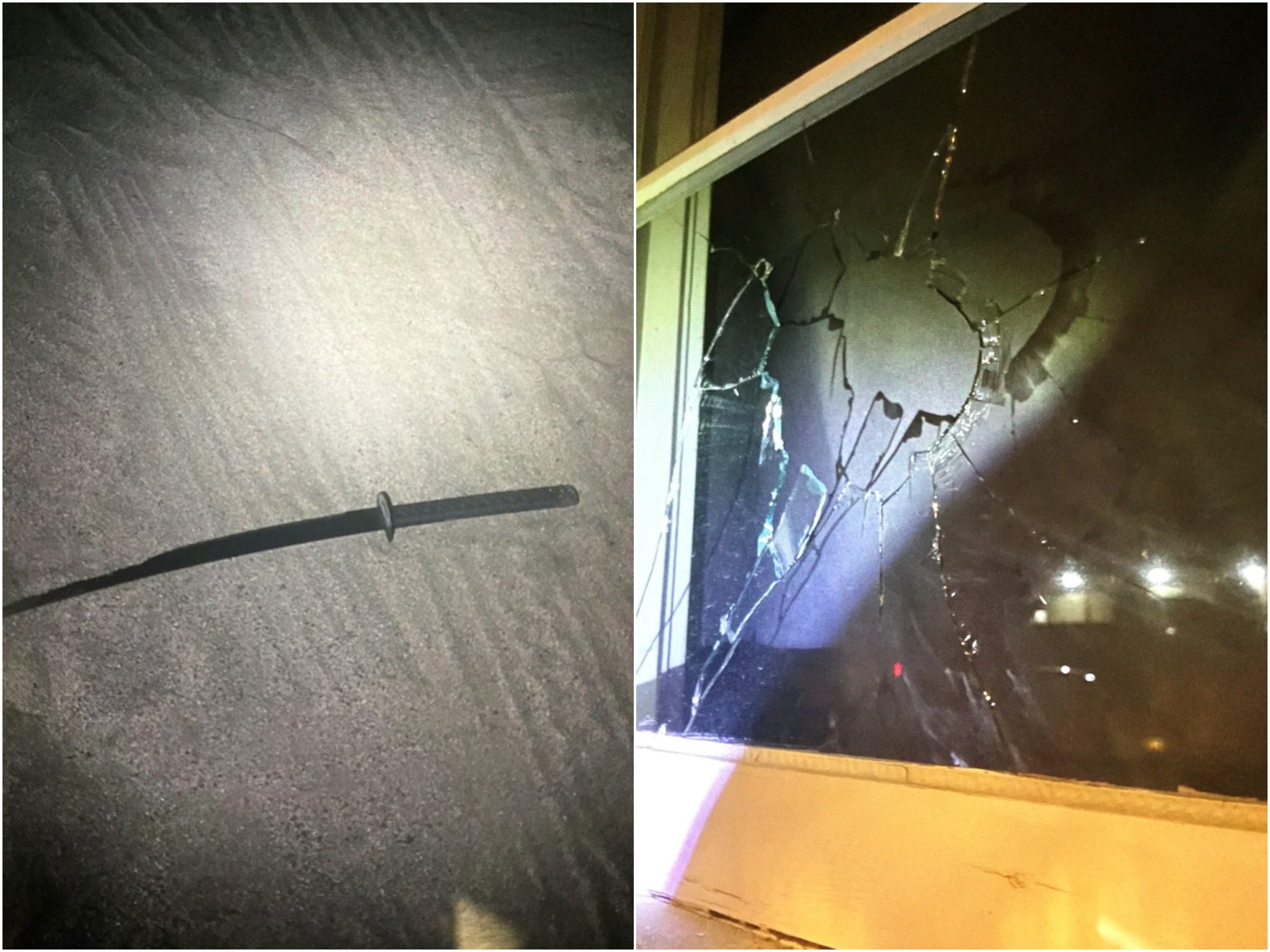 A US Army unit was attacked by a man who slashed a sergeant using a katana sword and threw a rock through the window of a hangar