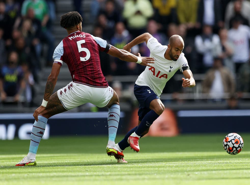 <p>Lucas Moura on the ball for Spurs</p>