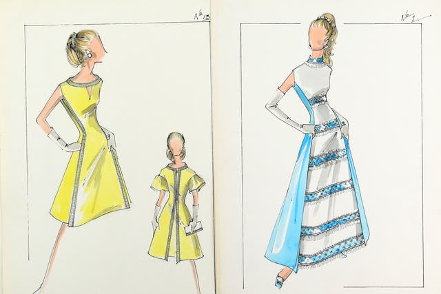 <p>Sir Norman Hartnell’s sketches of dresses for Princess Anne</p>