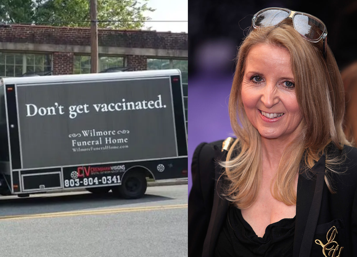 gillian mckeith spectacularly misunderstood a funeral home s pro vax advert indy100 gillian mckeith spectacularly misunderstood a funeral home s pro vax advert indy100