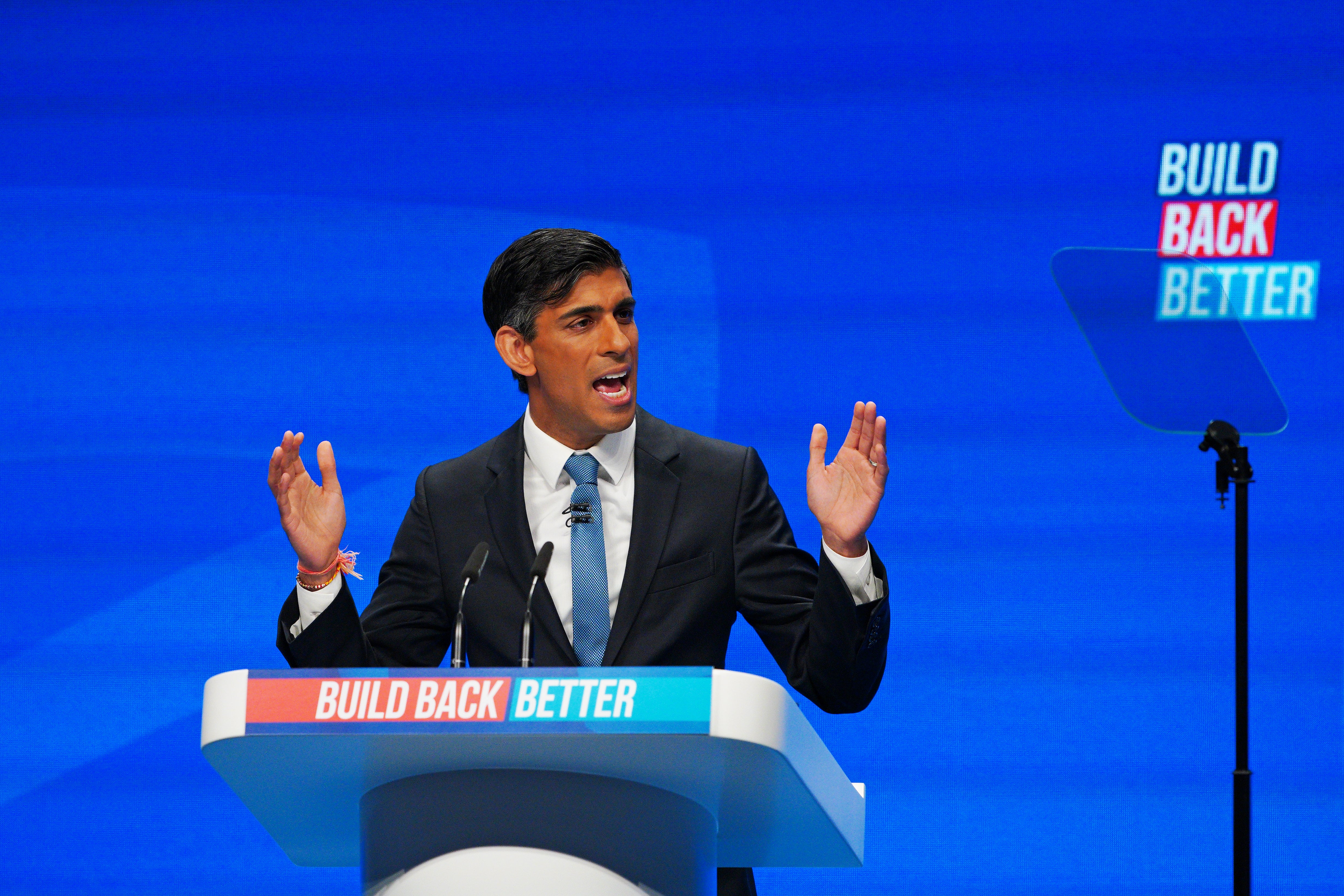 Chancellor Rishi Sunak speaking at the Conservative Party conference in Manchester (Peter Byrne/PA)