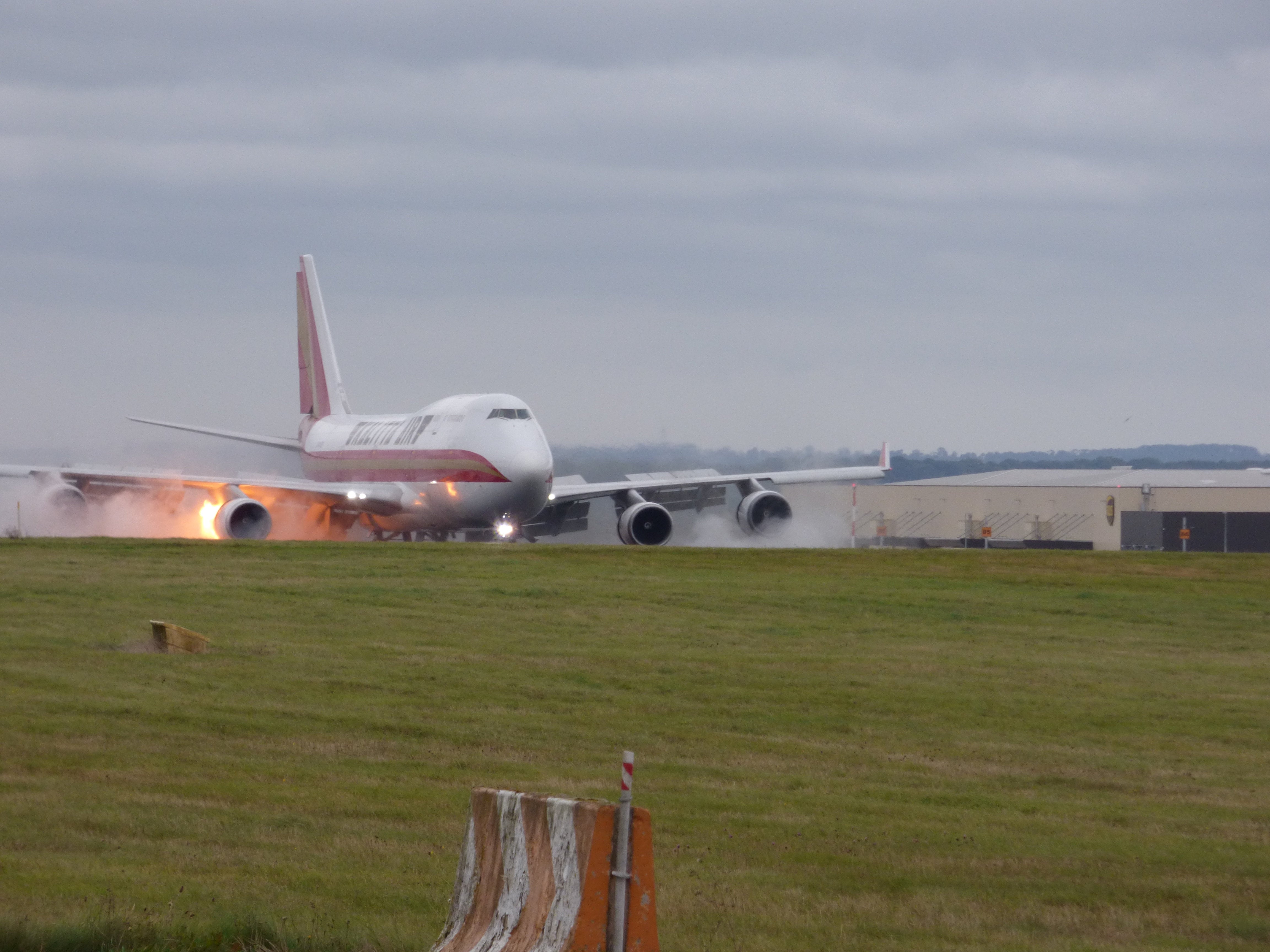 Tony Johnson’s photos show the aircraft engine catching fire