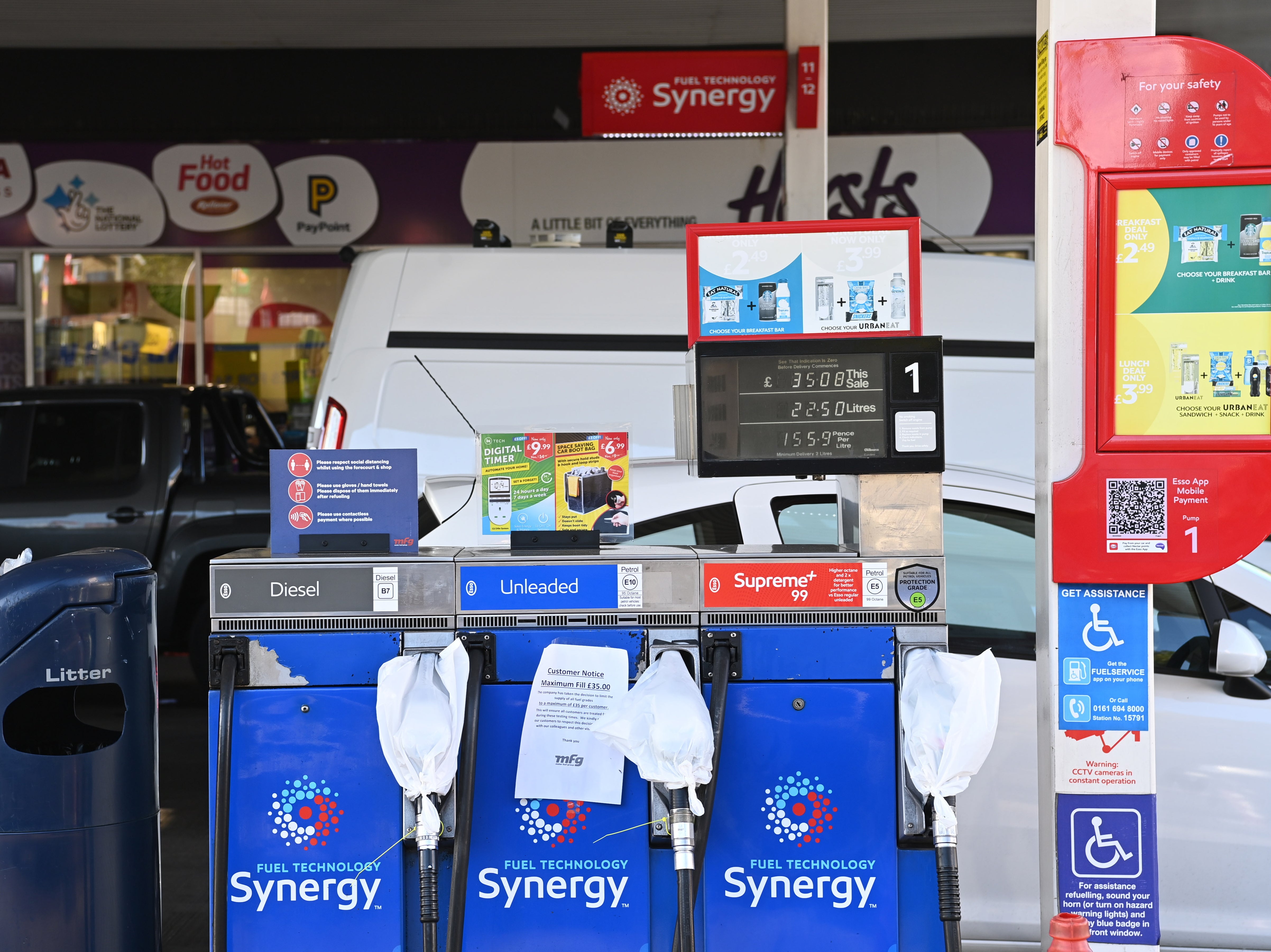 A closed down petrol pump in London