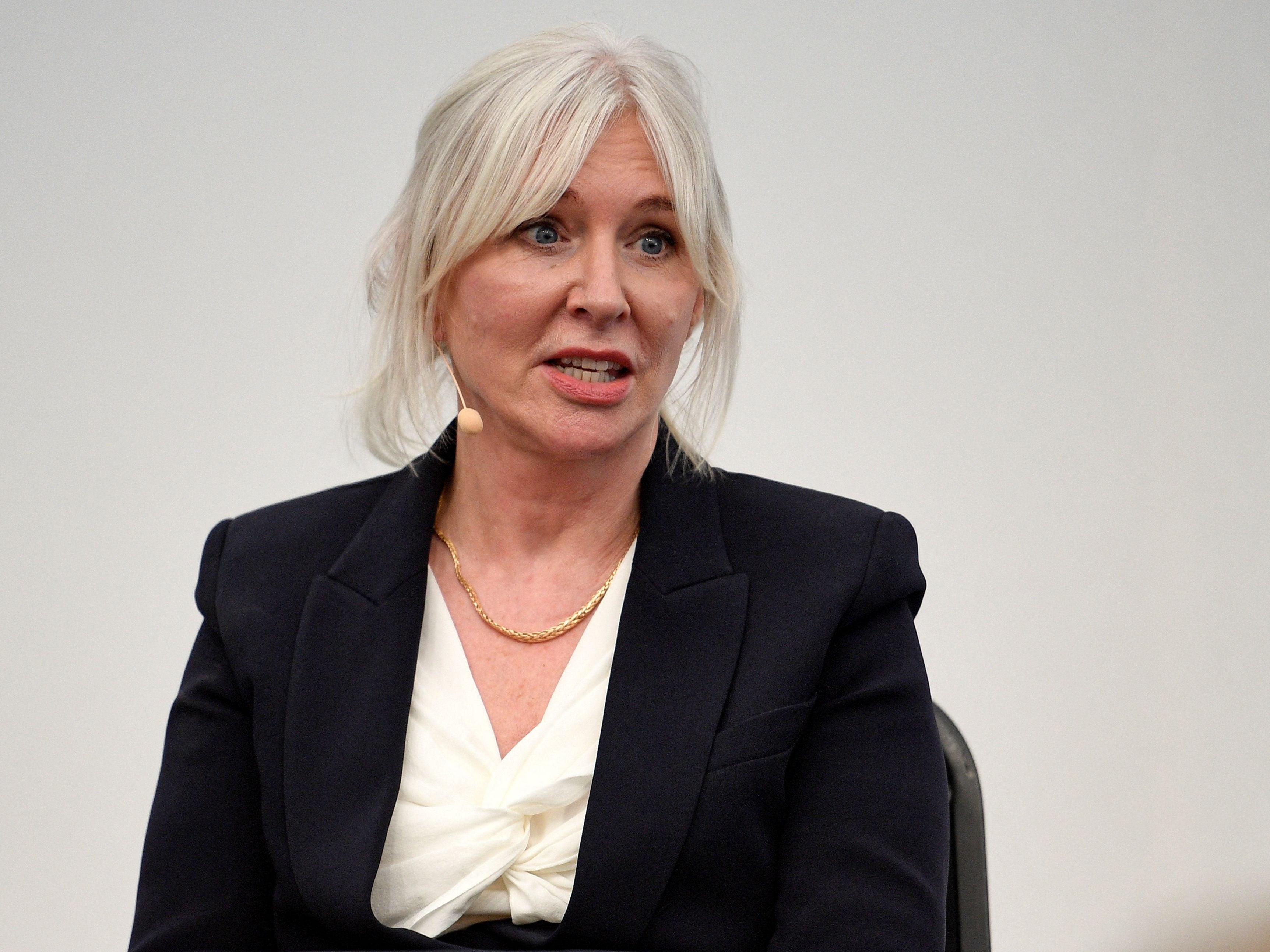 Culture secretary Nadine Dorries speaking at Tory conference fringe event in Manchester