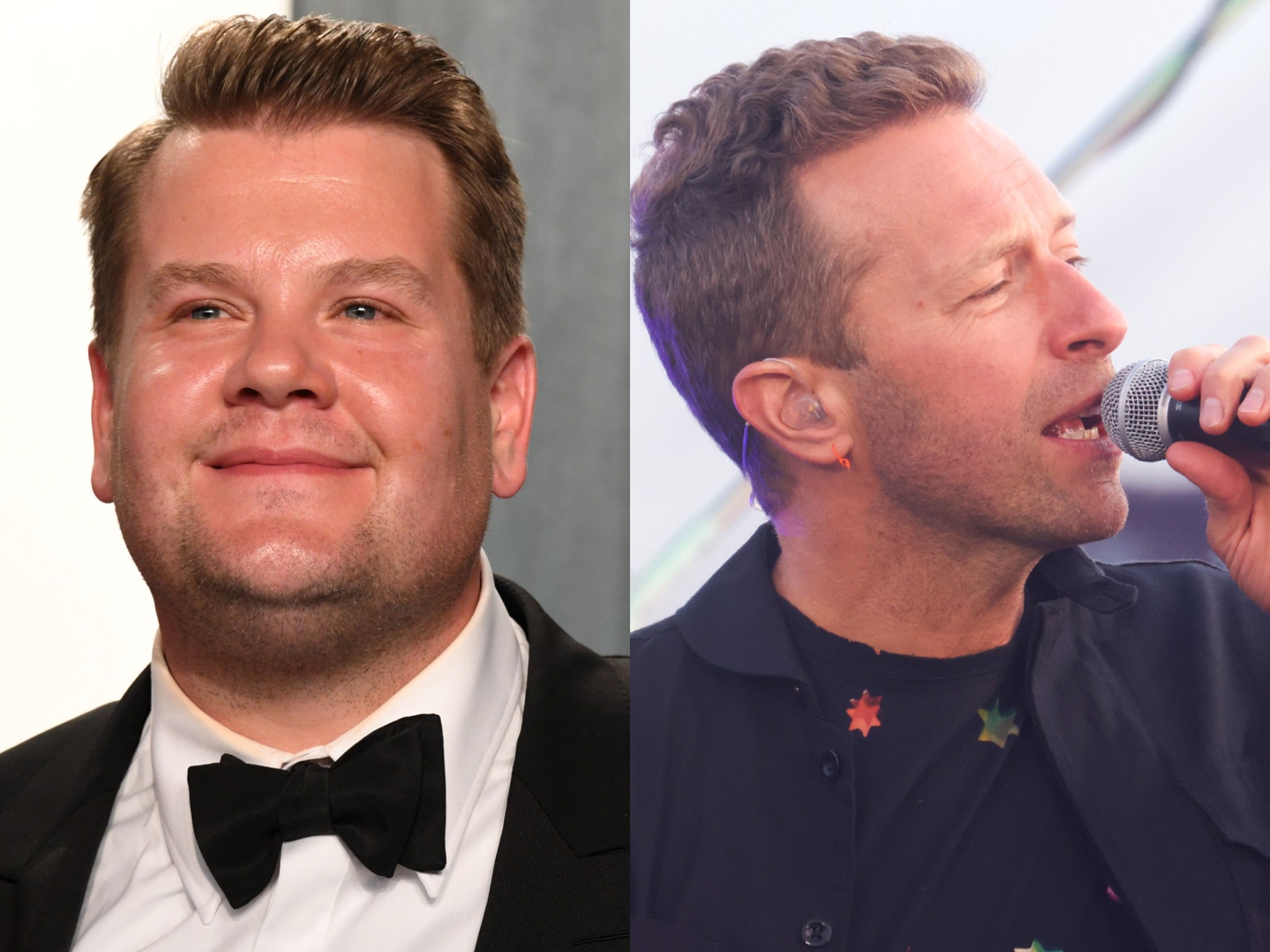 <p>James Corden an Chris Martin </p>