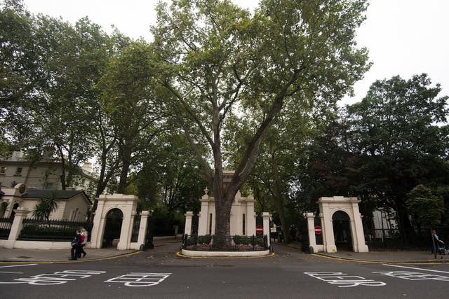 The entrance to Kensington Palace Gardens (Hannah McKay/PA)