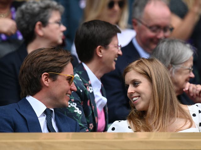 <p>Princess Beatrice and husband Edoardo Mozzi at Wimbledon in July 2021</p>