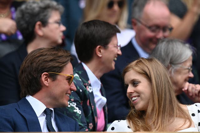 <p>Princess Beatrice and husband Edoardo Mozzi at Wimbledon in July 2021</p>