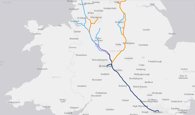 <p>All stations? Official HS2 map showing the planned extension from Birmingham to Leeds via Nottingham and Sheffield</p>