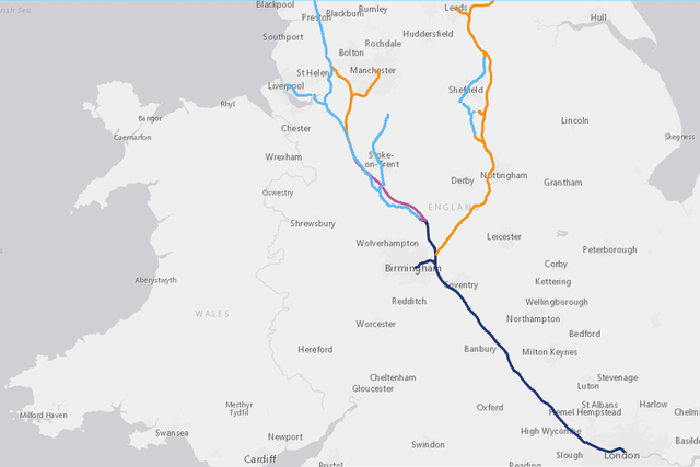 <p>All stations? Official HS2 map showing the planned extension from Birmingham to Leeds via Nottingham and Sheffield</p>