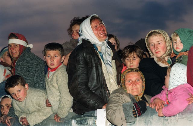 <p>A female refugee from the Serb-besieged Bosnian enclave of Srebrenica bursts into tears upon her arrival in Tuzla in March 1993 </p>