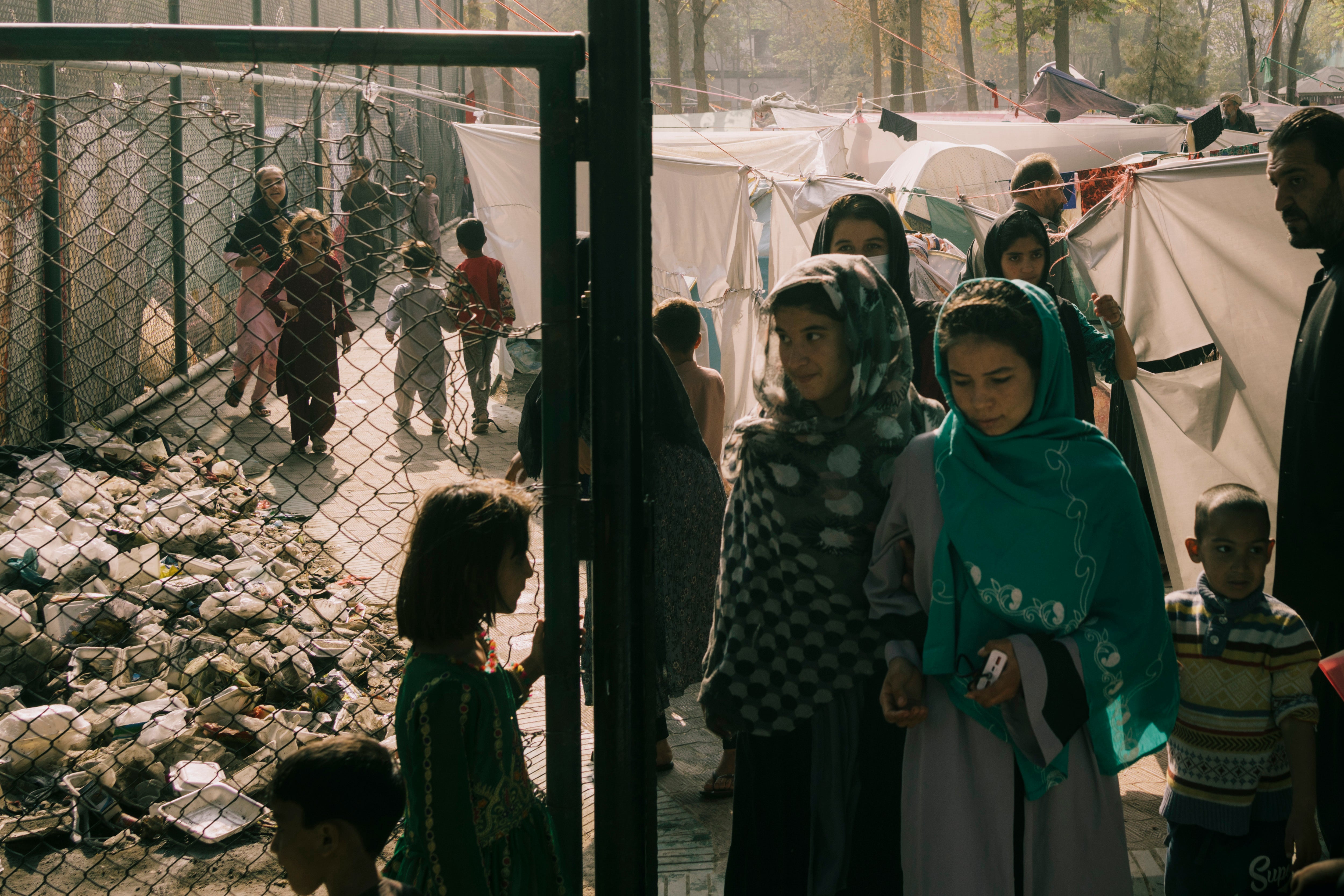A park in central Kabul has turned into a refugee camp