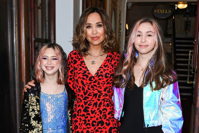 <p>Myleene Klass with her two oldest daughters, Hero and Ava, in May 2021</p>