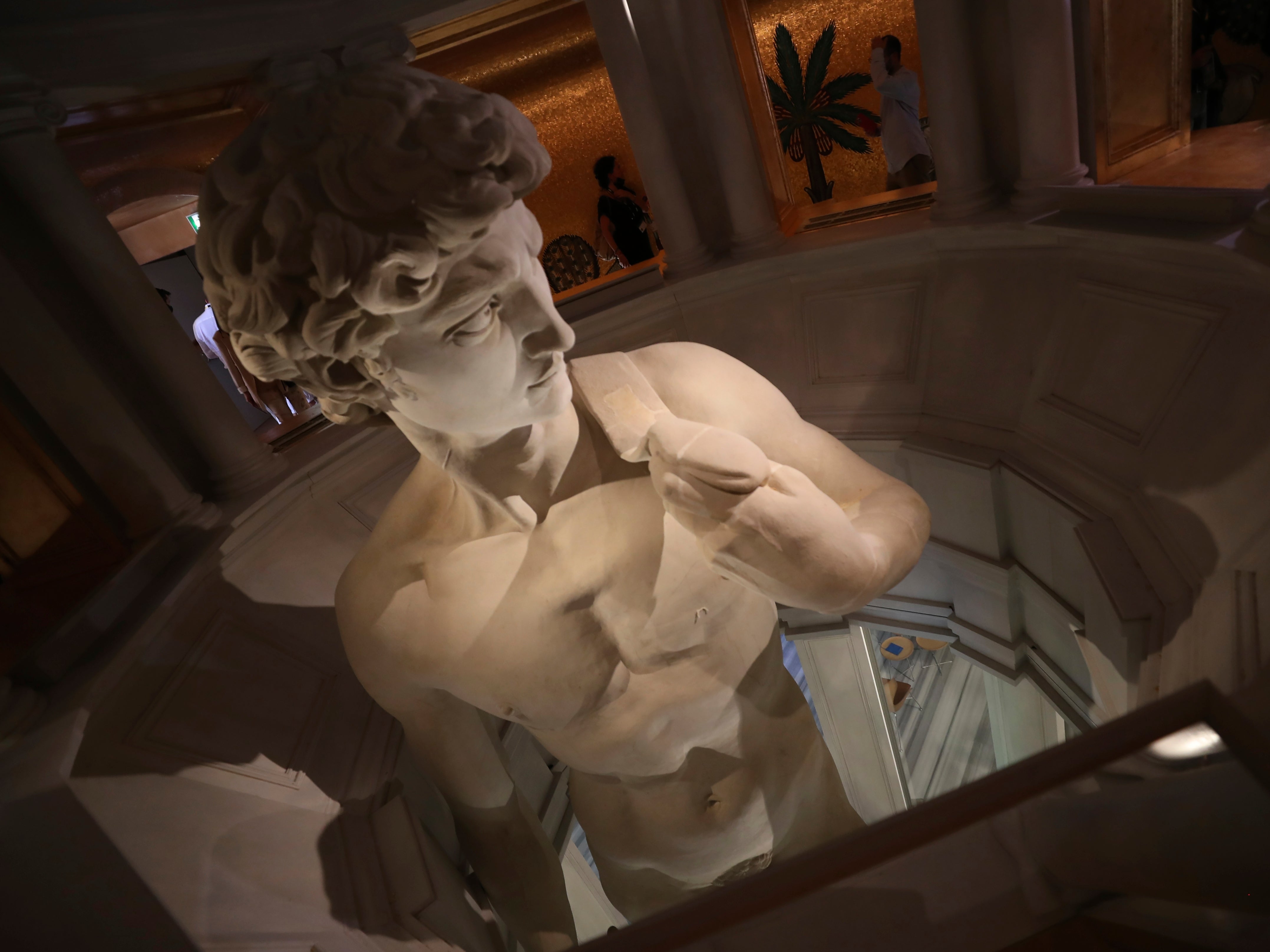 A 3D-printed reproduction of Michelangelo’s David is on display at Dubai Expo