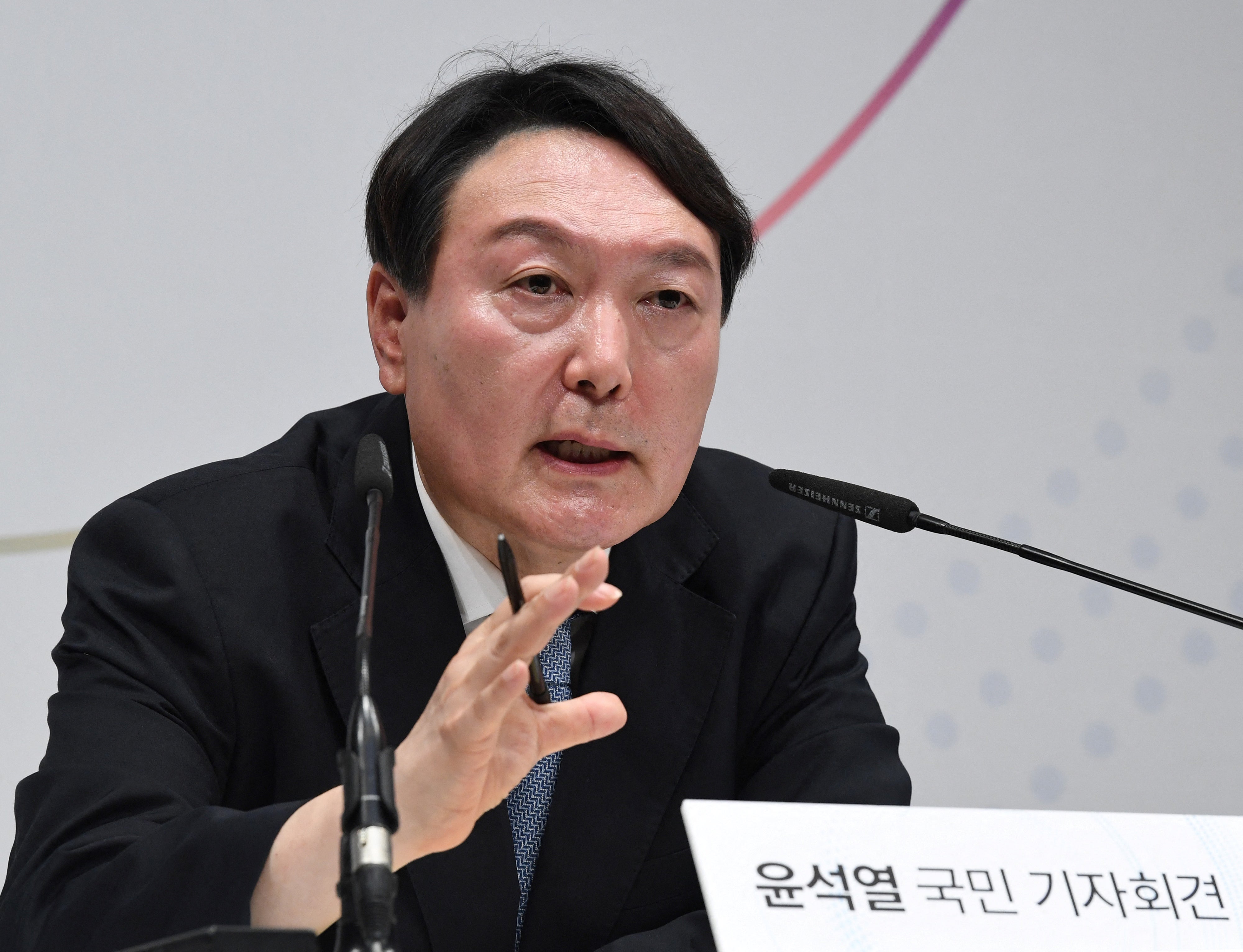 File: Former prosecutor general Yoon Seok-youl speaks during a press conference to declare his bid for South Korea's 2022 presidential election