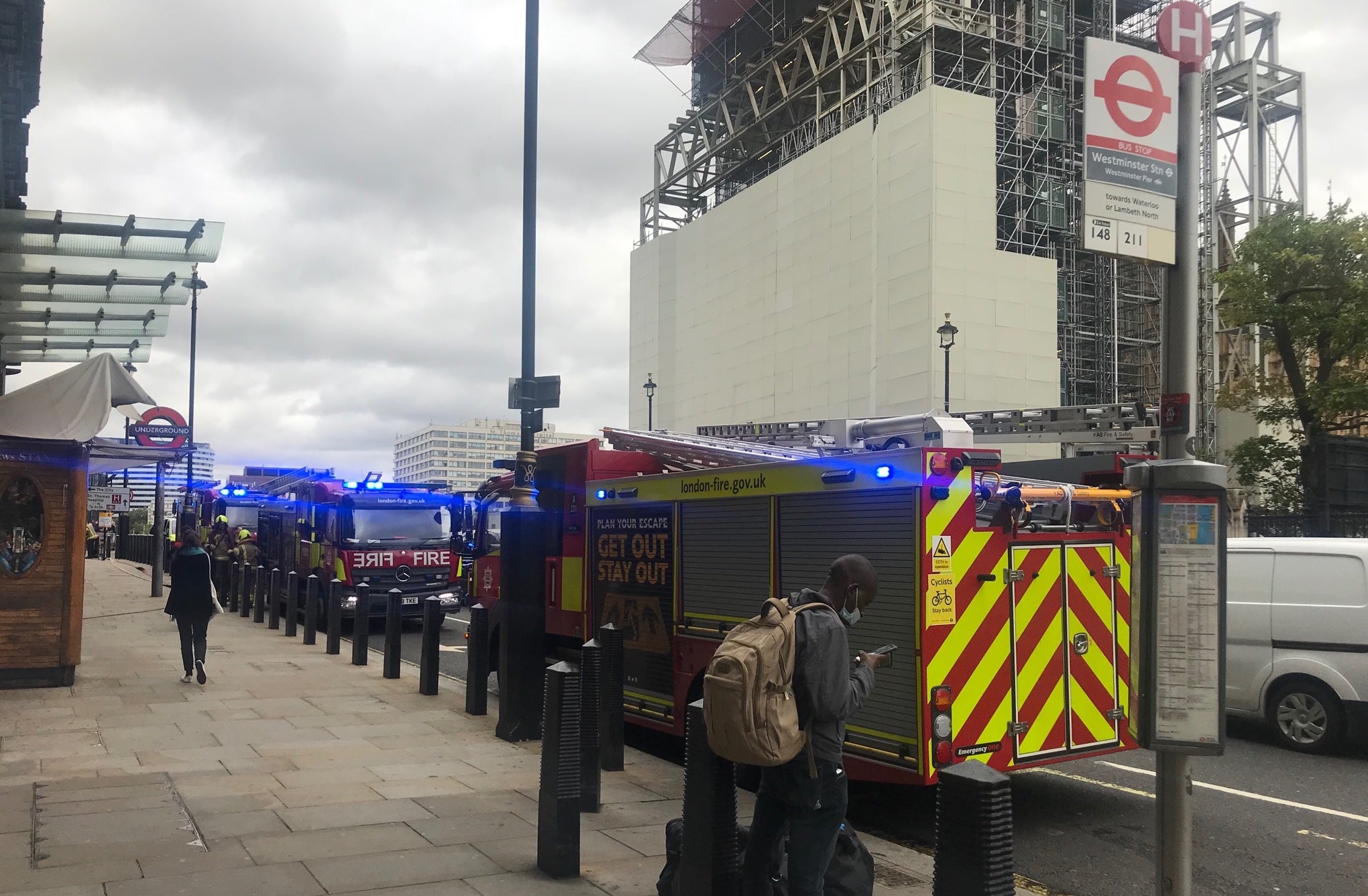 Six fire engines attended the scene of the fire at Westminster Station