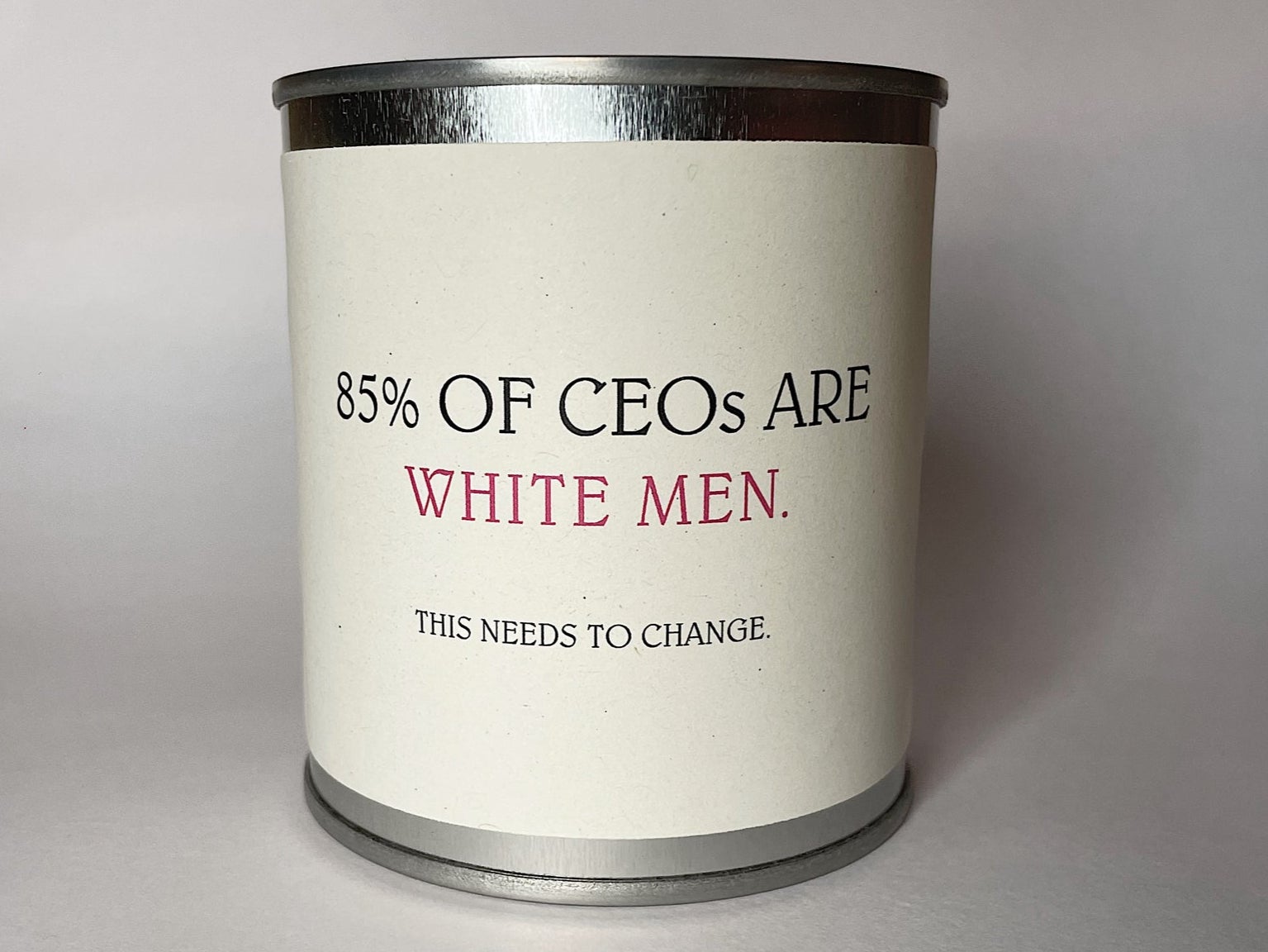 '85% of CEOs are white men’ candle