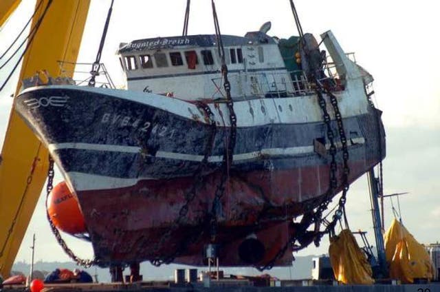 <p>Wreckage of the Bugaled Breizh trawler, which sank in 2004. </p>