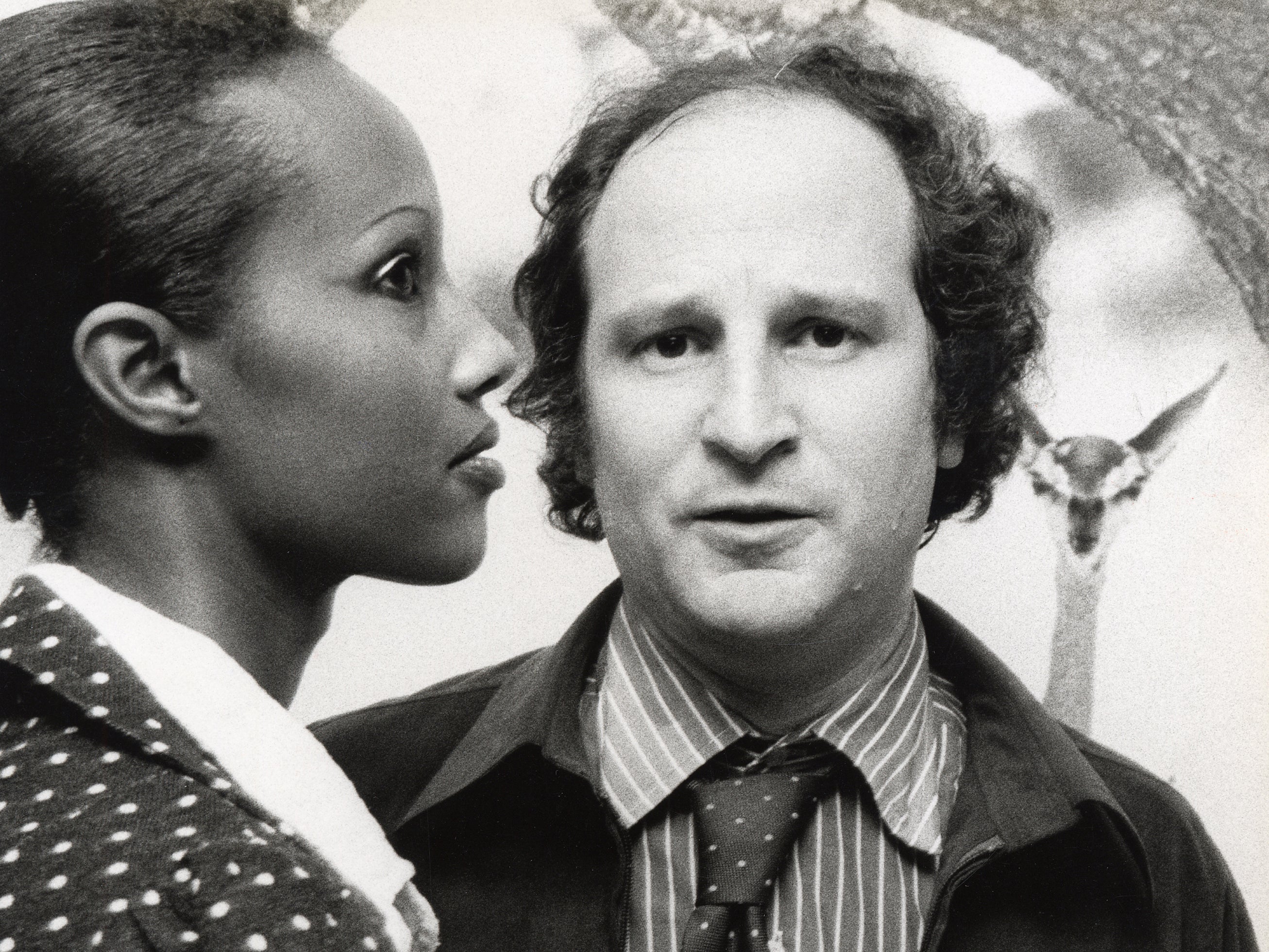 With Iman at Peter Beard’s photo opening in New York, in 1975