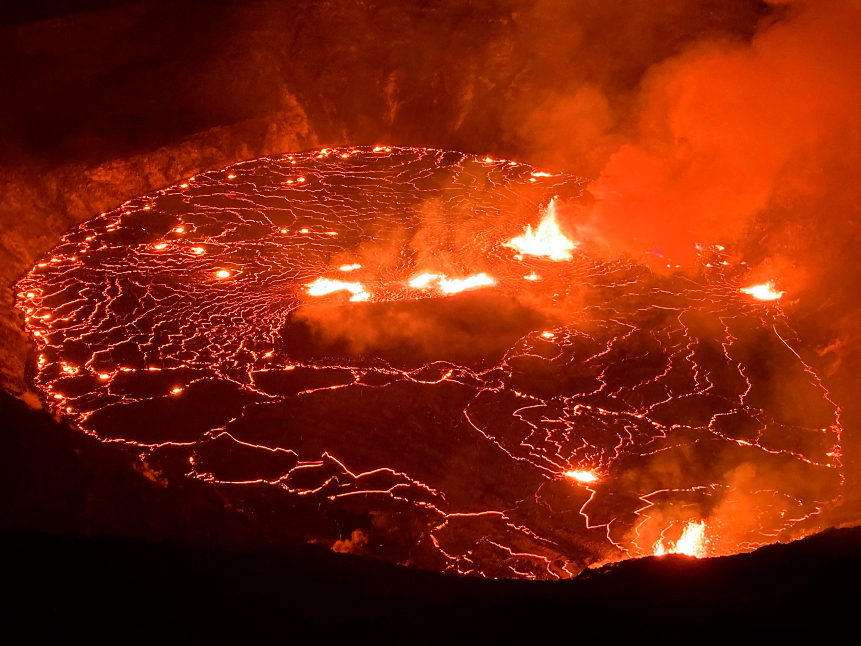 Kilauea volcano's Halemaumau crater in late 2021