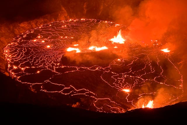 <p>Kilauea volcano's Halemaumau crater in late 2021 </p>