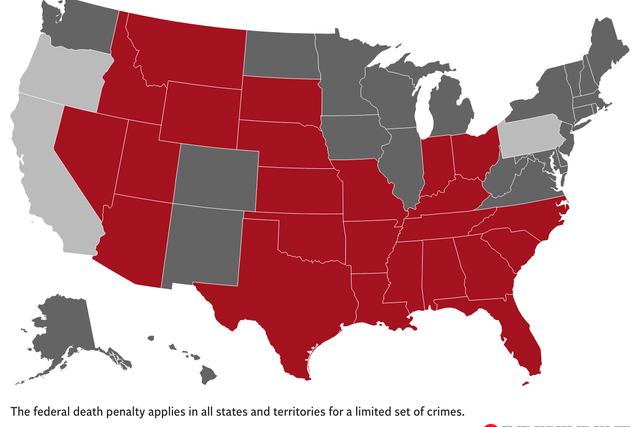 <p>This map shows which US states still have the death penalty, and which have abolished or temporarily banned it</p>