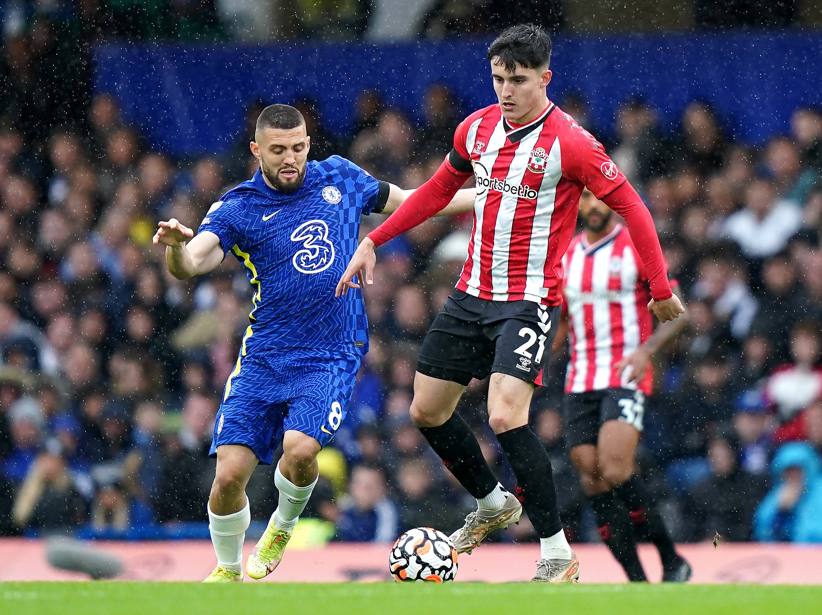 Tino Livramento played his first competitive game at Stamford Brige on Saturday (Tess Derry/PA)