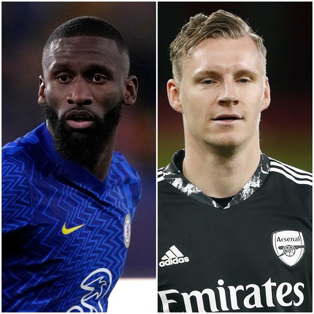 Antonio Rudiger and Bernd Leno (John Walton/ Frank Augstein/PA)