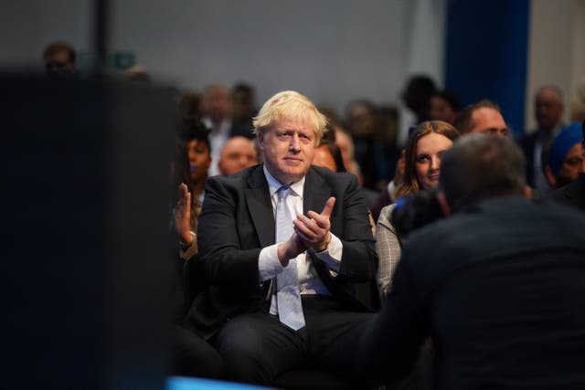 <p>Boris Johson at the Conservative party conference earlier this week. </p>