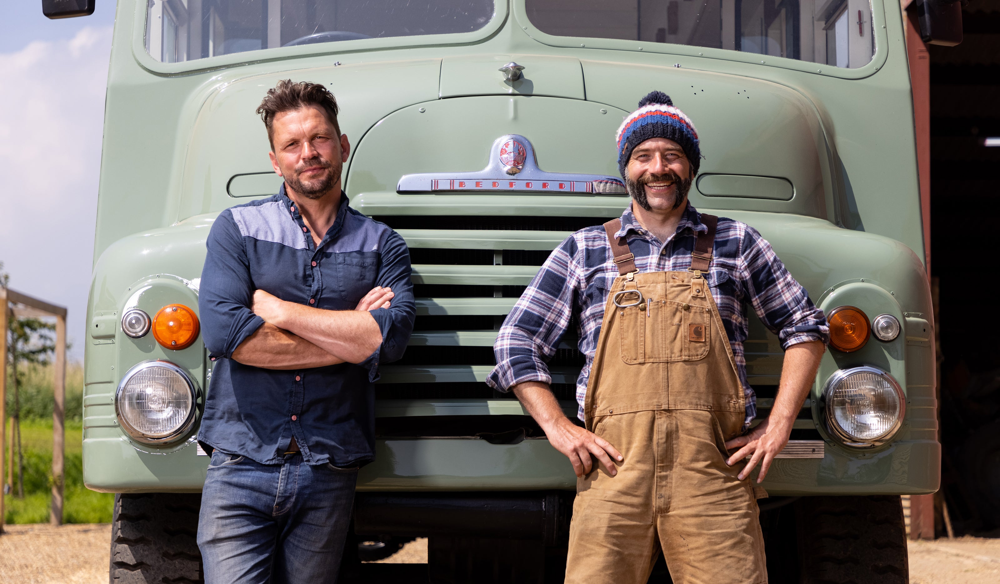 Jimmy Doherty and Jimmy de Ville with their Green Goddess camper van (Quest/Discovery+/PA)
