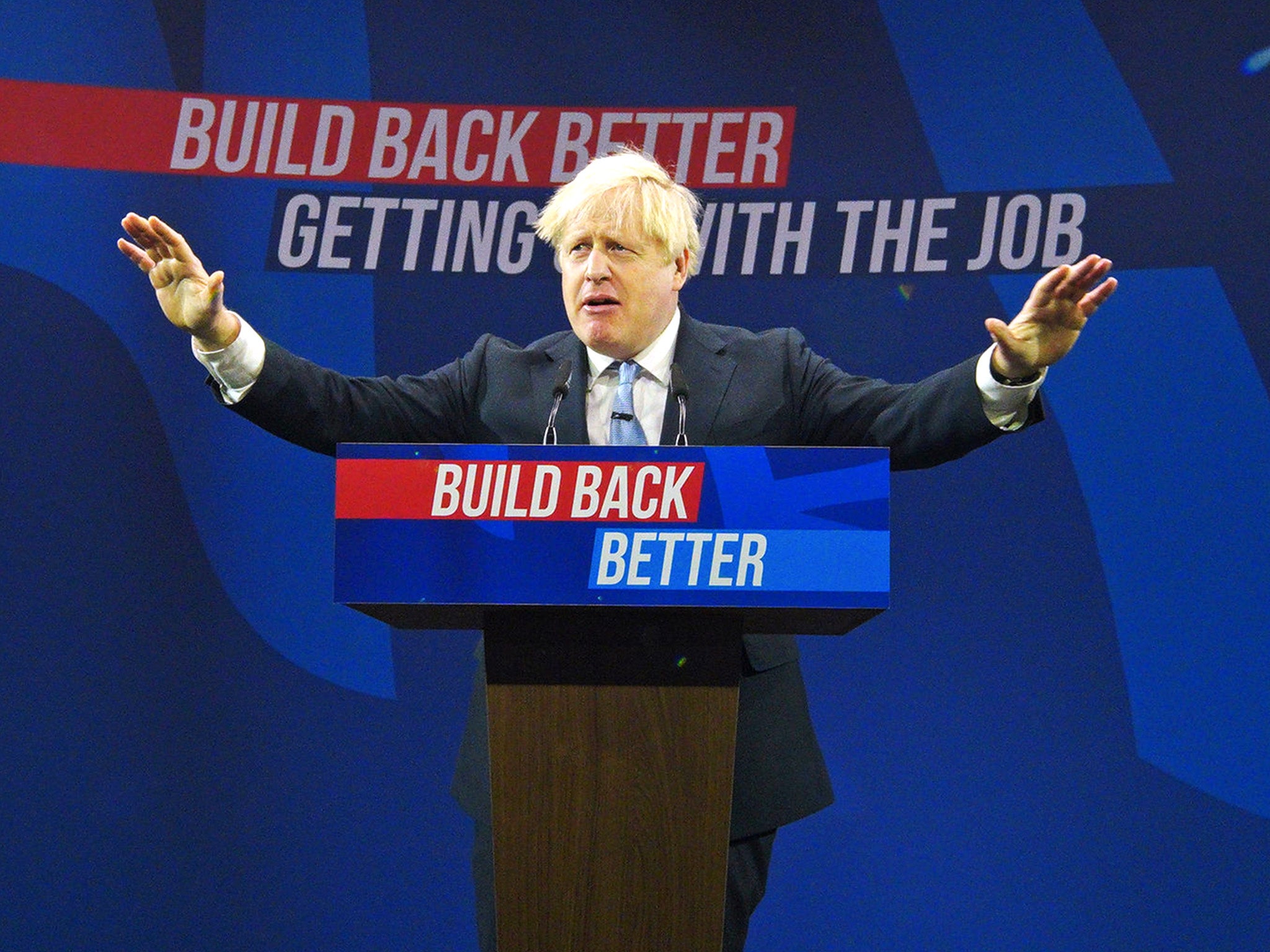 Boris Johnson delivers his speech at the Tory Party conference